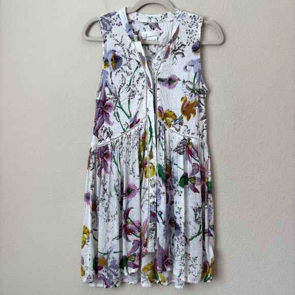 Anthropologie Nia Boho Floral Tunic Button Front Top - Picture 2 of 13